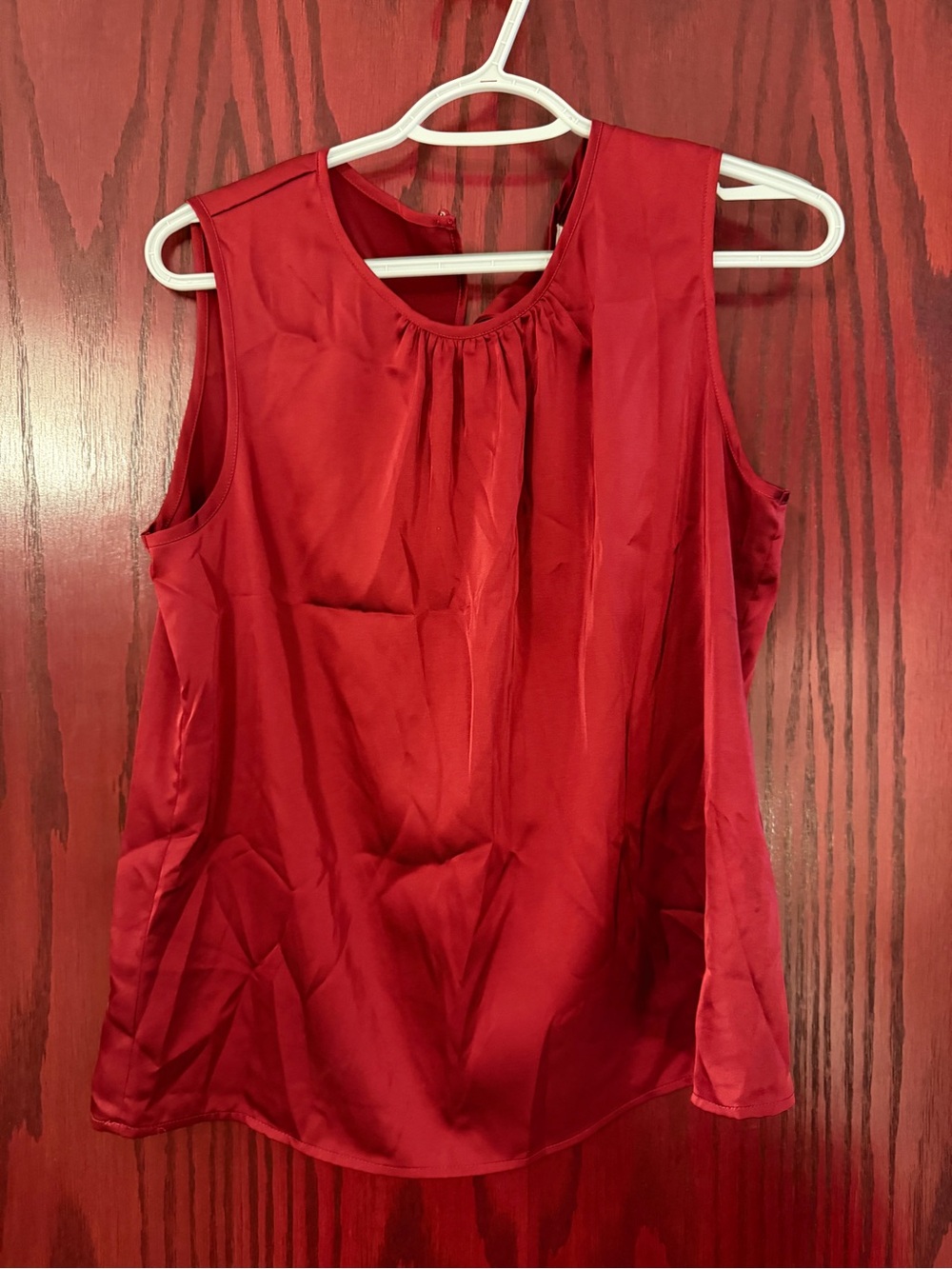 Calvin Klein Sleeveless Satin Blouse in Red